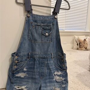 American Eagle Outfitters Blue Denim Overalls